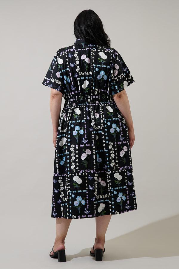 Sugarlips Wilderra Pleated Midi Dress Trevis Floral Curve