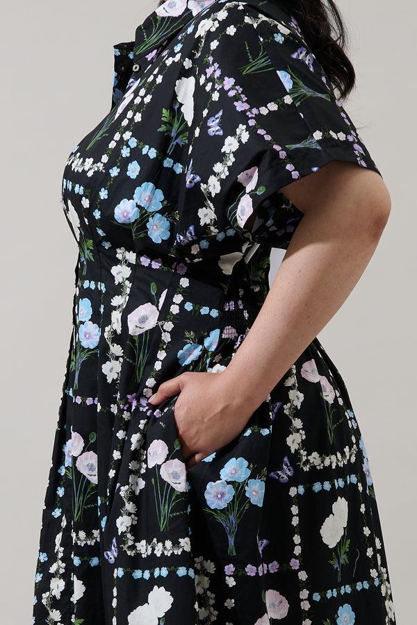 Sugarlips Wilderra Pleated Midi Dress Trevis Floral Curve