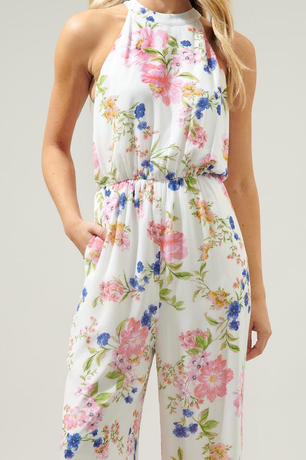 Sugarlips Wildheart Floral Merci Tie Back Wide Leg Jumpsuit