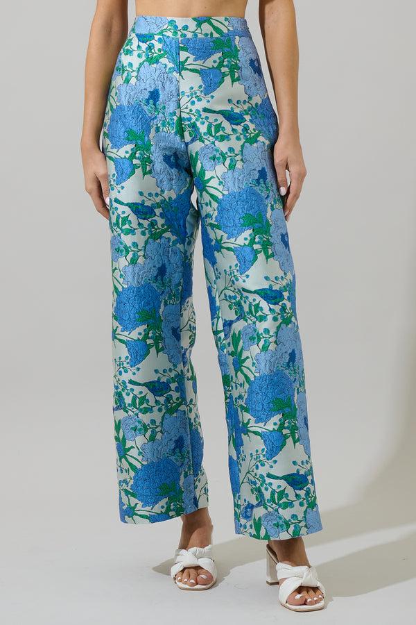 sugarlips Willa Floral Bern Jacquard Wide Leg Pants