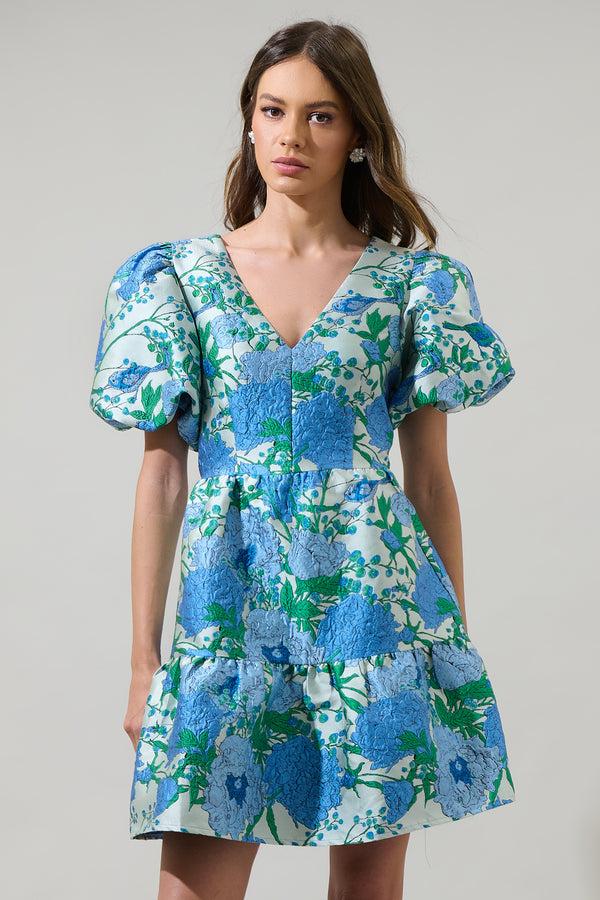 Sugarlips Willa Floral May Jacquard Tiered Mini Dress