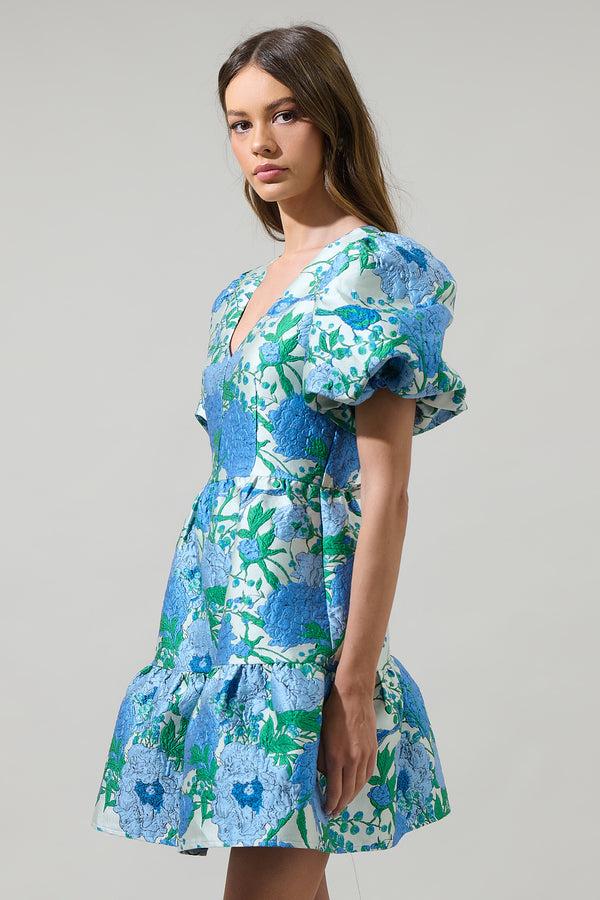 Sugarlips Willa Floral May Jacquard Tiered Mini Dress