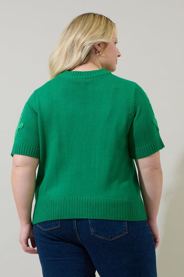 Sugarlips Winsley Floral Embroidered Sweater Top Curve