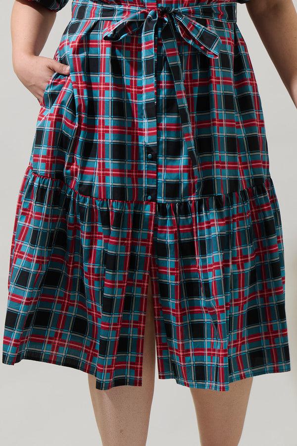 Sugarlips Winston Plaid Wynette Tiered Midi Dress Curve