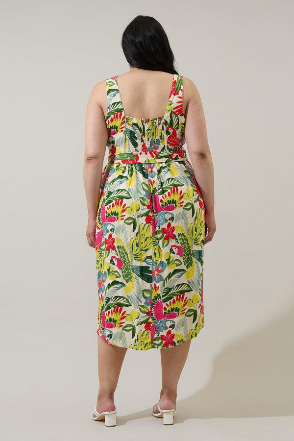 Sugarlips Wissa Tropical Beli Wrap Midi Dress Curve