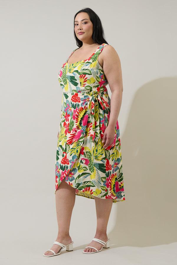 Sugarlips Wissa Tropical Beli Wrap Midi Dress Curve