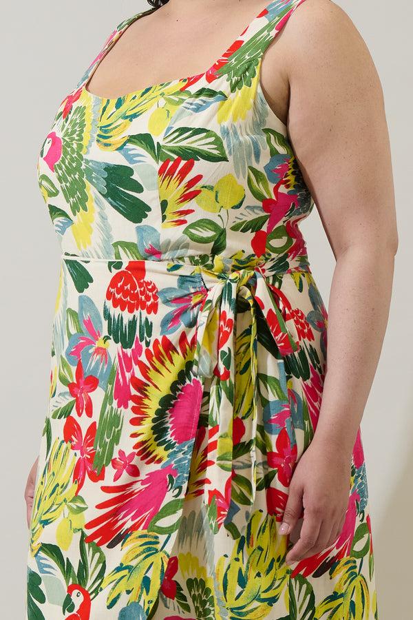 Sugarlips Wissa Tropical Beli Wrap Midi Dress Curve