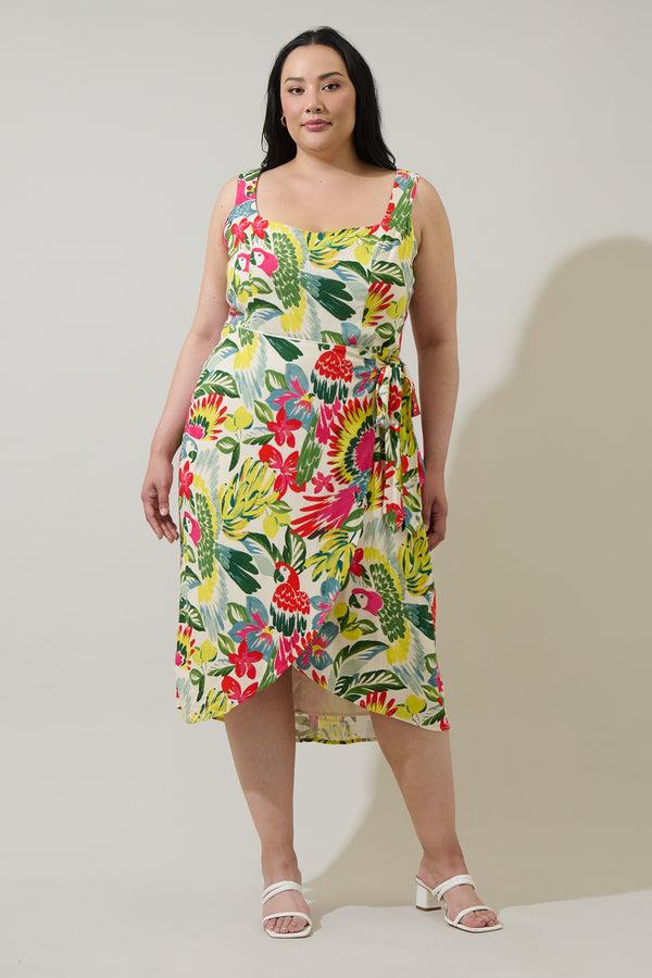 sugarlips Wissa Tropical Beli Wrap Midi Dress Curve