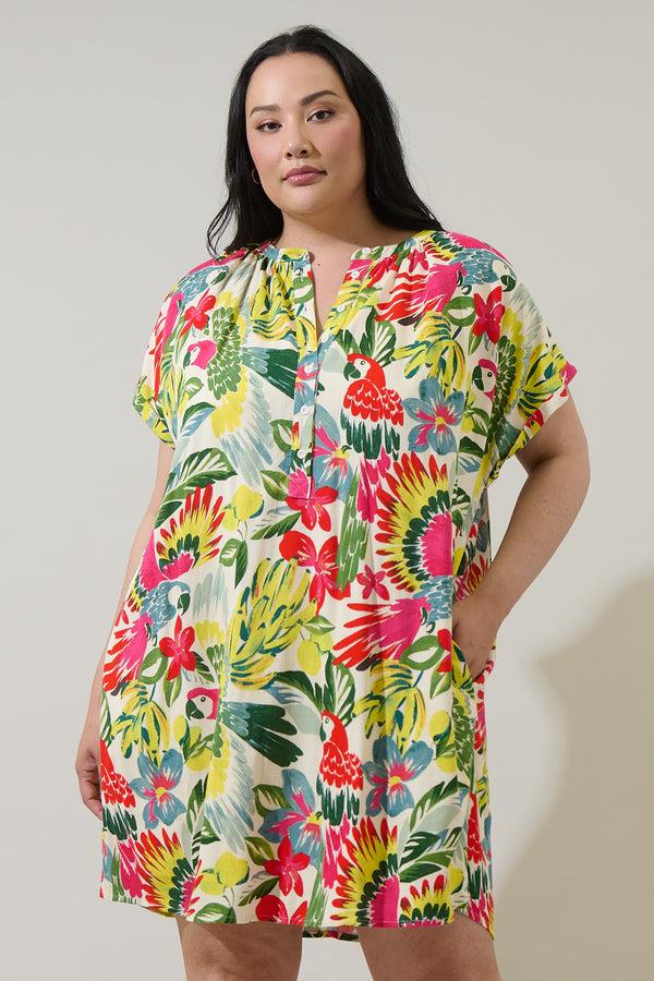 sugarlips Wissa Tropical Jasla Shift Mini Dress Curve