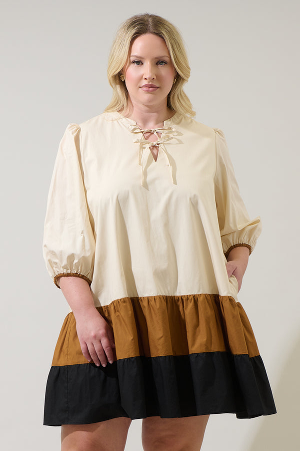 Sugarlips Woodlake Color Block Tiered Mini Dress Curve