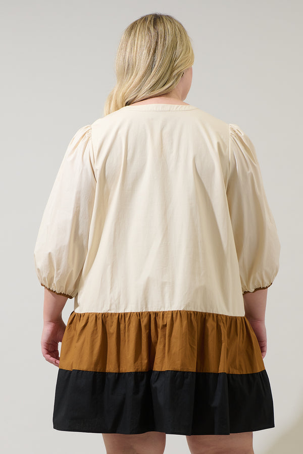 Sugarlips Woodlake Color Block Tiered Mini Dress Curve