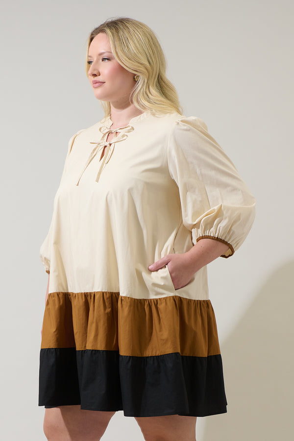 Sugarlips Woodlake Color Block Tiered Mini Dress Curve