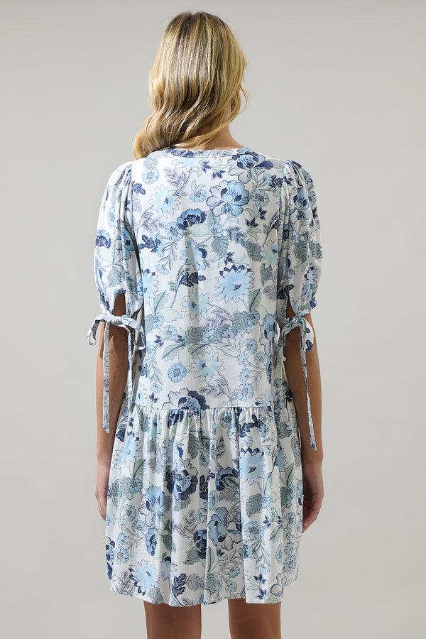 Sugarlips Wrenley Garden Floral Hinley Split Neck Mini Dress