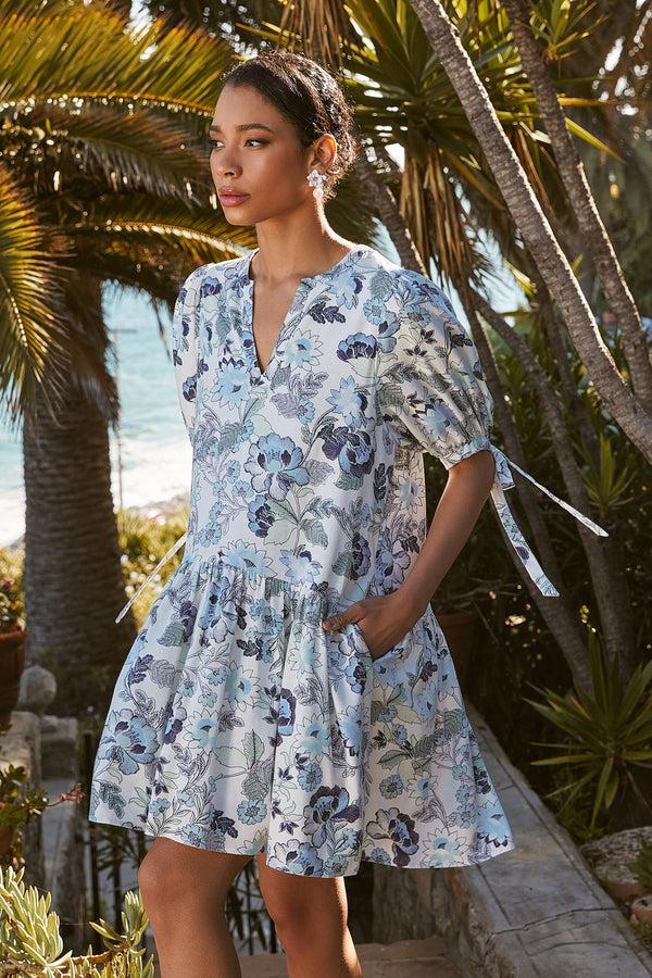 sugarlips Wrenley Garden Floral Hinley Split Neck Mini Dress