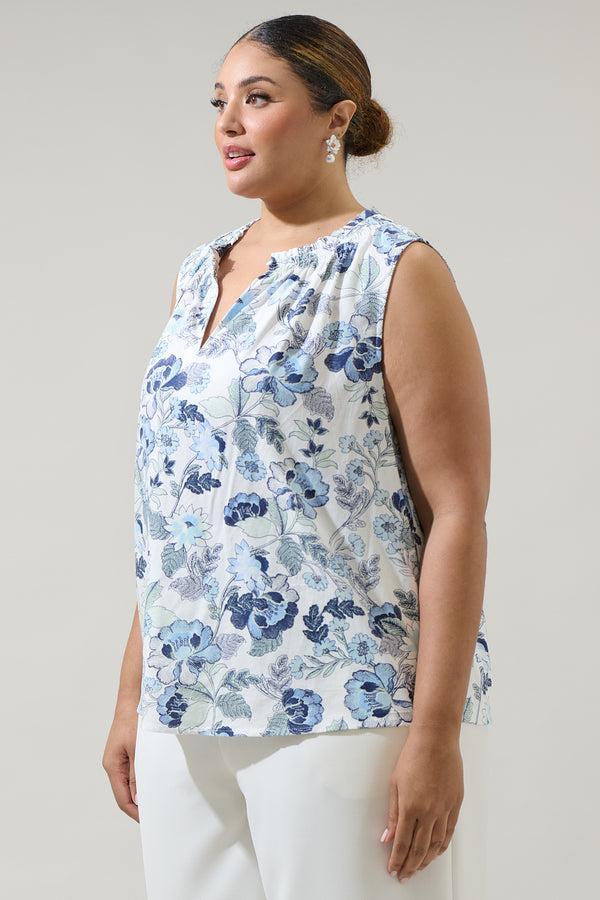 Sugarlips Wrenley Garden Floral True Smocked Blouse Curve