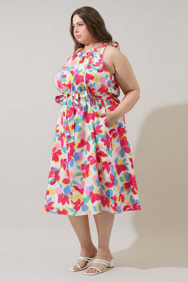 Sugarlips Yani Floral Luvi Sleeveless Midi Dress Curve