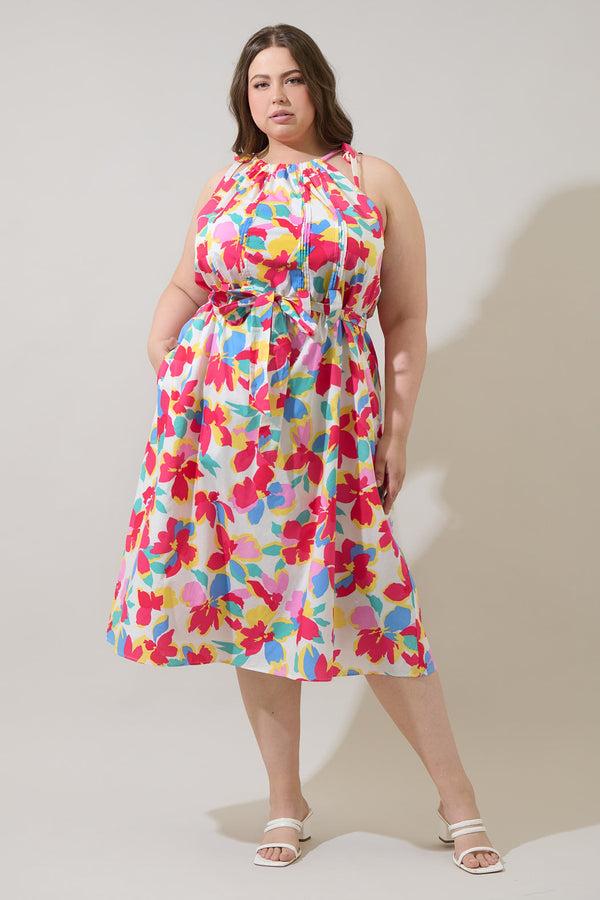 sugarlips Yani Floral Luvi Sleeveless Midi Dress Curve