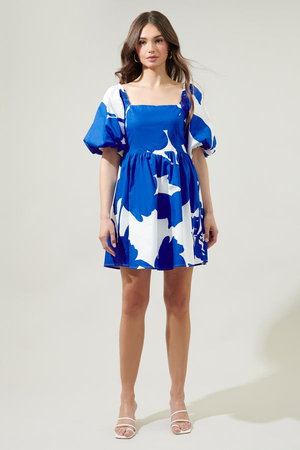 Sugarlips Yardley Floral Marion Puff Sleeve Babydoll Mini Dress