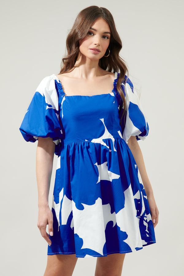 sugarlips Yardley Floral Marion Puff Sleeve Babydoll Mini Dress