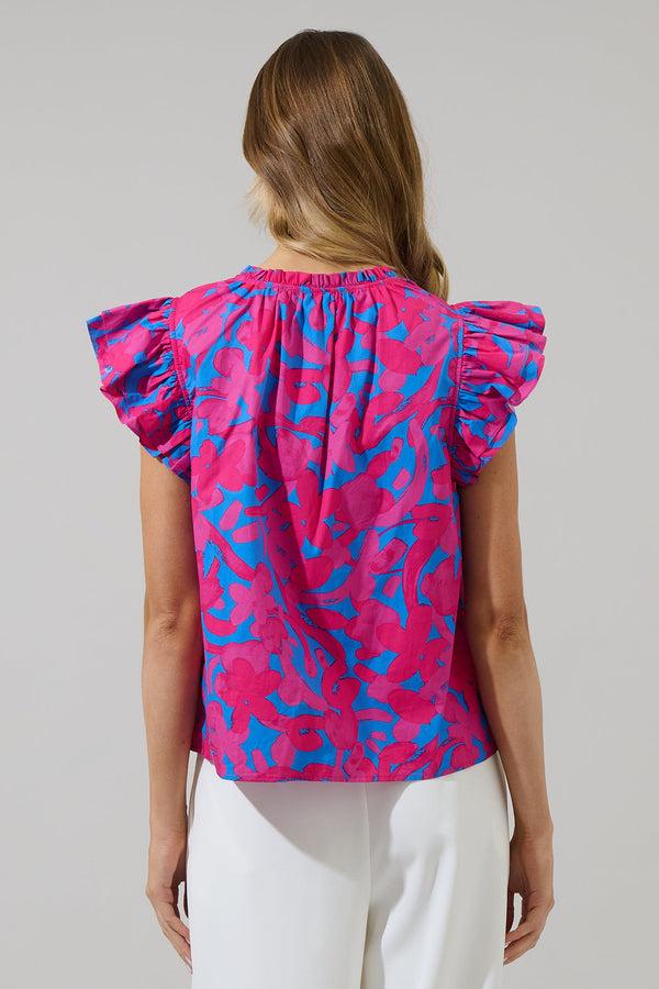 Sugarlips Yeraldi Berry Risette Ruffle Split Neck Top