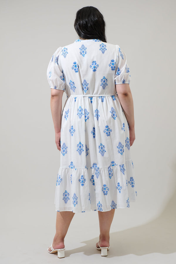 Sugarlips Yila Floral Beth Button Down Midi Dress Curve