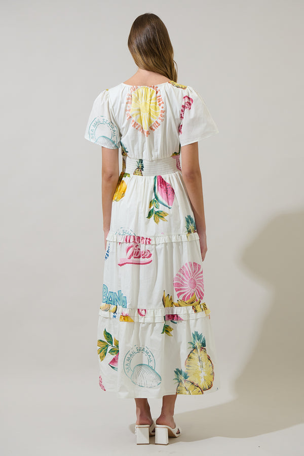 Sugarlips Zahra Island Palmer Poplin Tiered Maxi Dress