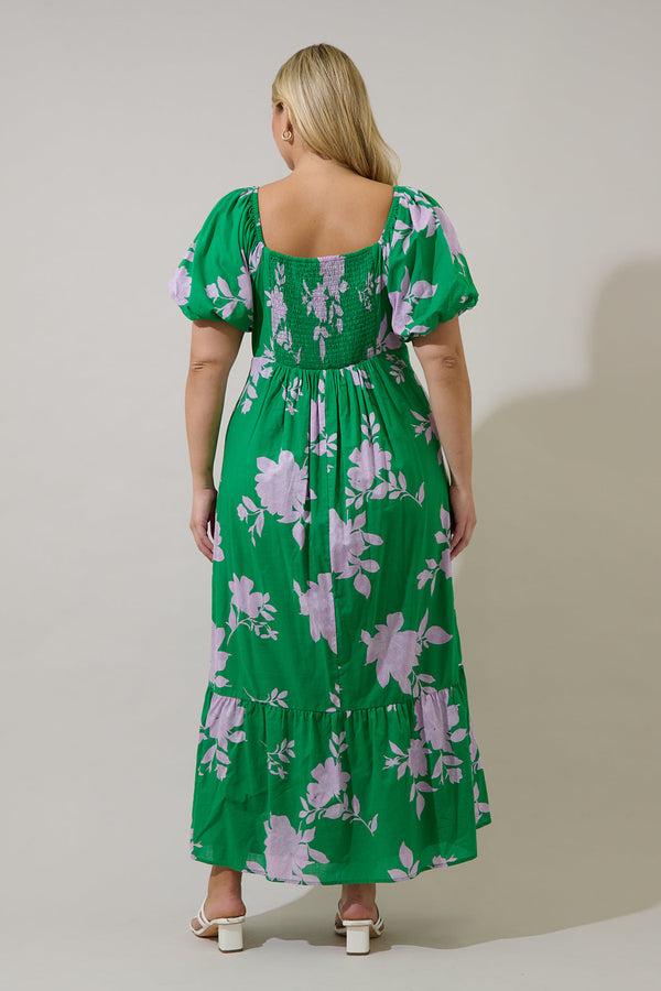 Sugarlips Zama Floral Xena Puff Sleeve Maxi Dress Curve