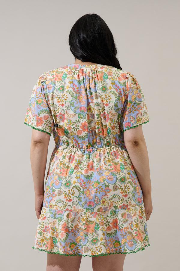 Sugarlips Zamara Floral Bouse Shift Mini Dress Curve