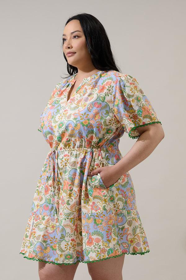 Sugarlips Zamara Floral Bouse Shift Mini Dress Curve
