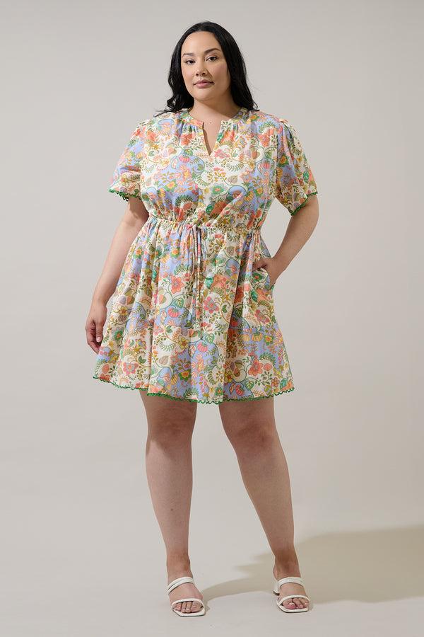 Sugarlips Zamara Floral Bouse Shift Mini Dress Curve