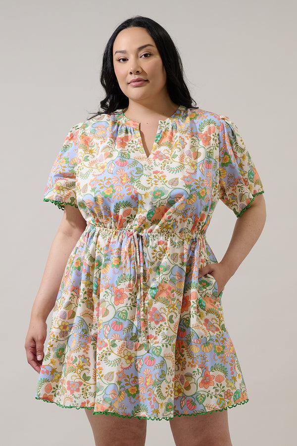 sugarlips Zamara Floral Bouse Shift Mini Dress Curve