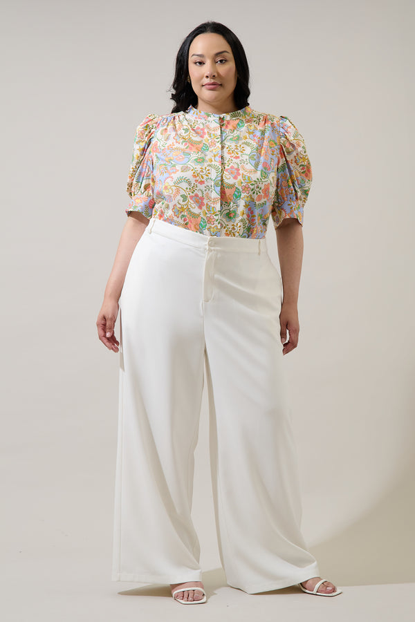 Sugarlips Zamara Floral Klina Drape Sleeve Top Curve