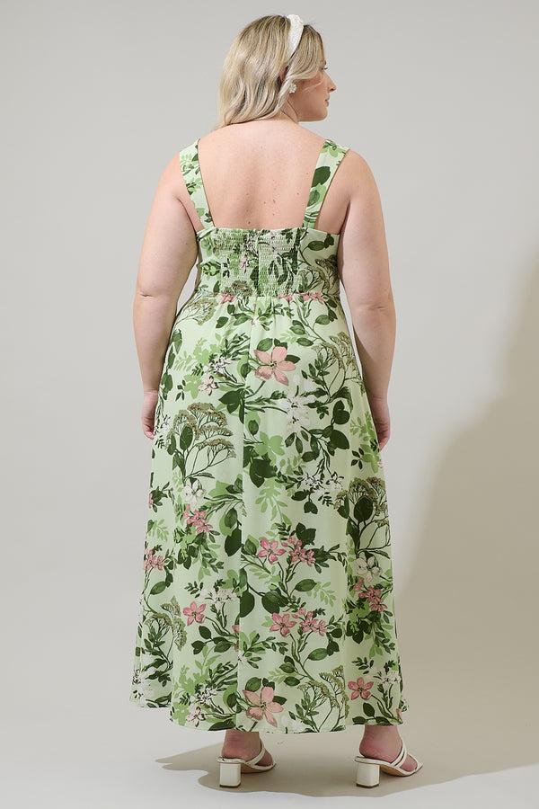 Sugarlips Zane Floral Bary Smocked Maxi Dress Curve