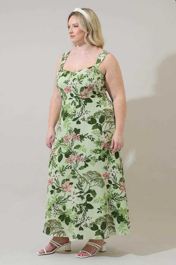 Sugarlips Zane Floral Bary Smocked Maxi Dress Curve