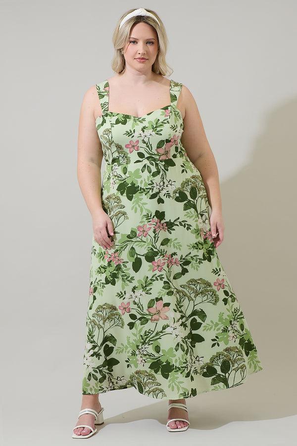 sugarlips Zane Floral Bary Smocked Maxi Dress Curve