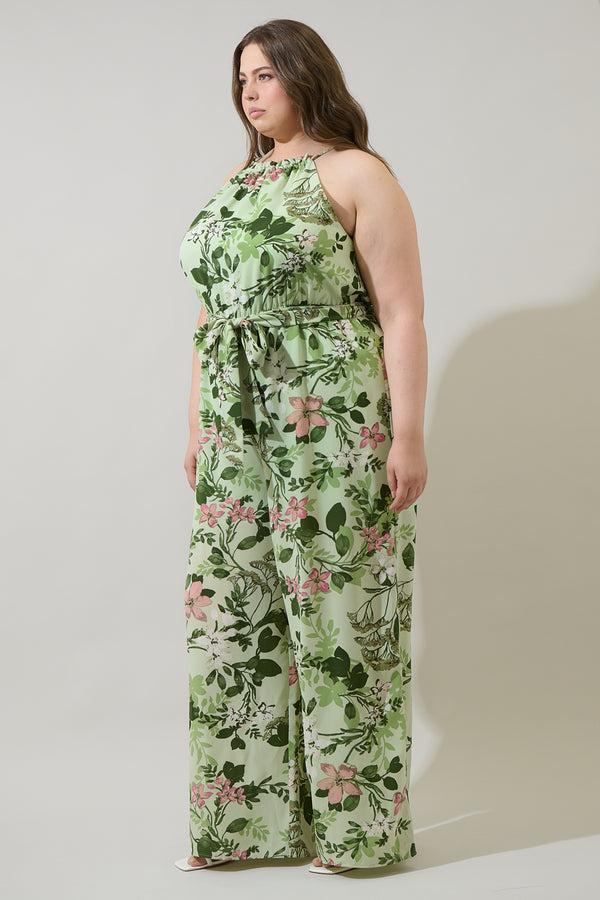 Sugarlips Zane Floral Lighthearted Trapeze Jumpsuit Curve