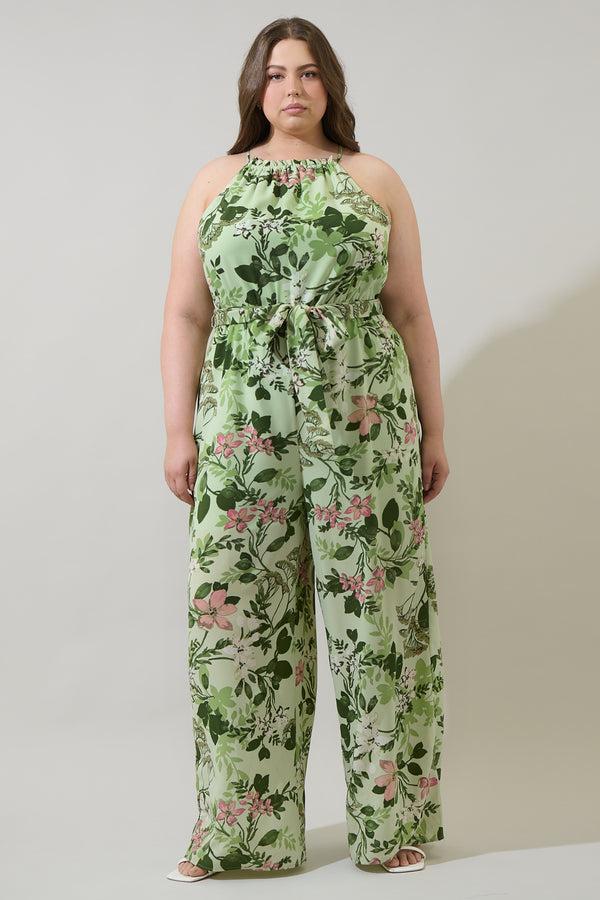 sugarlips Zane Floral Lighthearted Trapeze Jumpsuit Curve