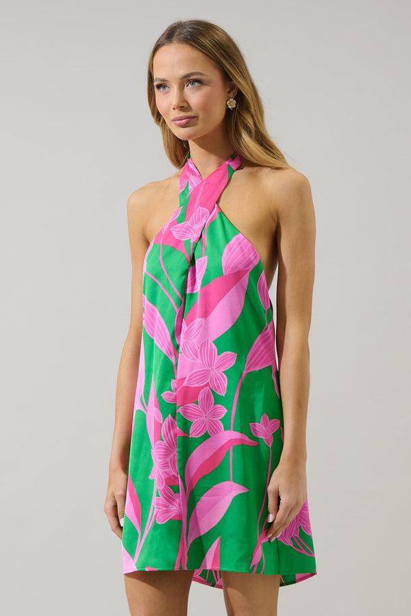 Sugarlips Zarae Blossom Lissa Halter Shift Mini Dress