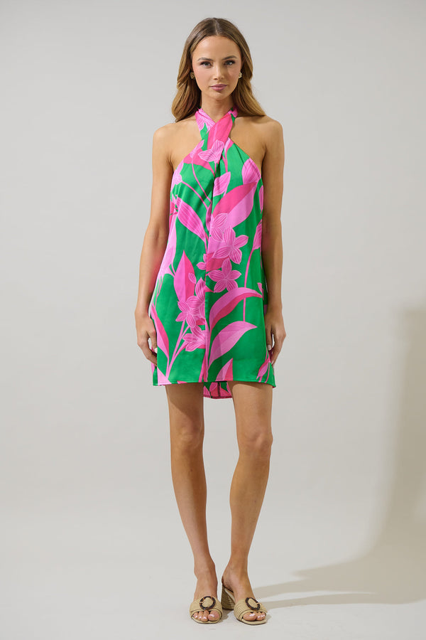 Sugarlips Zarae Blossom Lissa Halter Shift Mini Dress