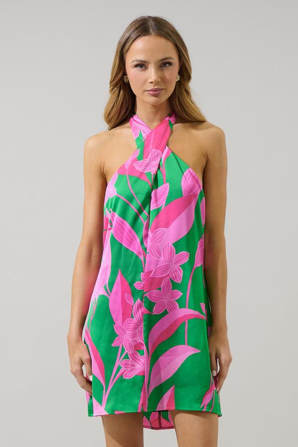 sugarlips Zarae Blossom Lissa Halter Shift Mini Dress