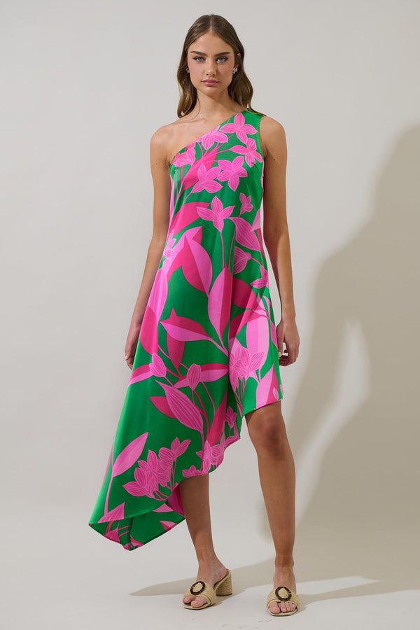 sugarlips Zarae Blossom Mivia One Shoulder Asymmetrical Dress