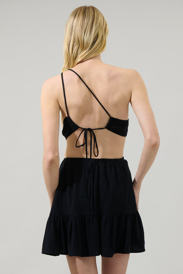 Sugarlips Zaya One Shoulder Cutout Ruffle Mini Dress