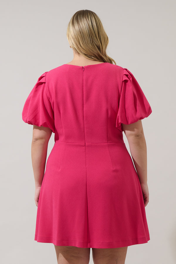 Sugarlips Zemira Rosette Bubble Sleeve Mini Dress Curve