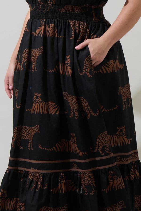 Sugarlips Zenzi Jungle Ordy Smocked Midi Dress Curve