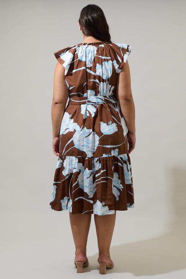 Sugarlips Zico Floral Charlotte Button Midi Dress Curve