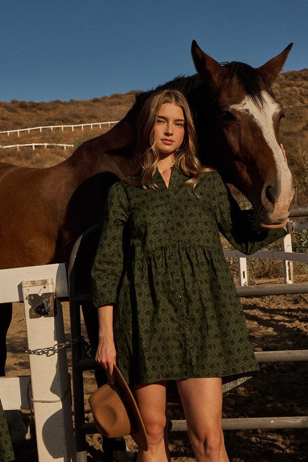 sugarlips Zinnia Floral Brie Button Down Mini Dress