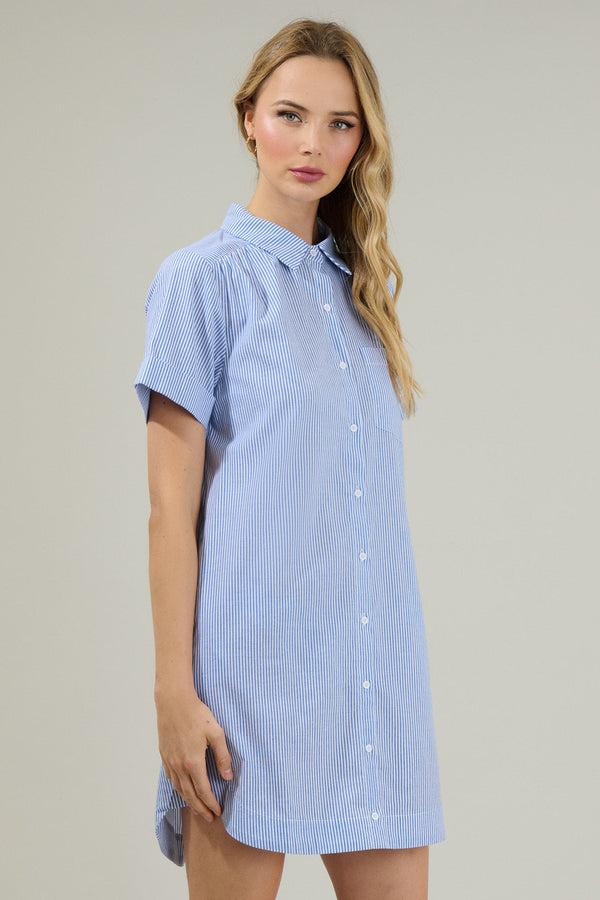 Sugarlips Zira Striped Kaylee Button Down Shirt Dress