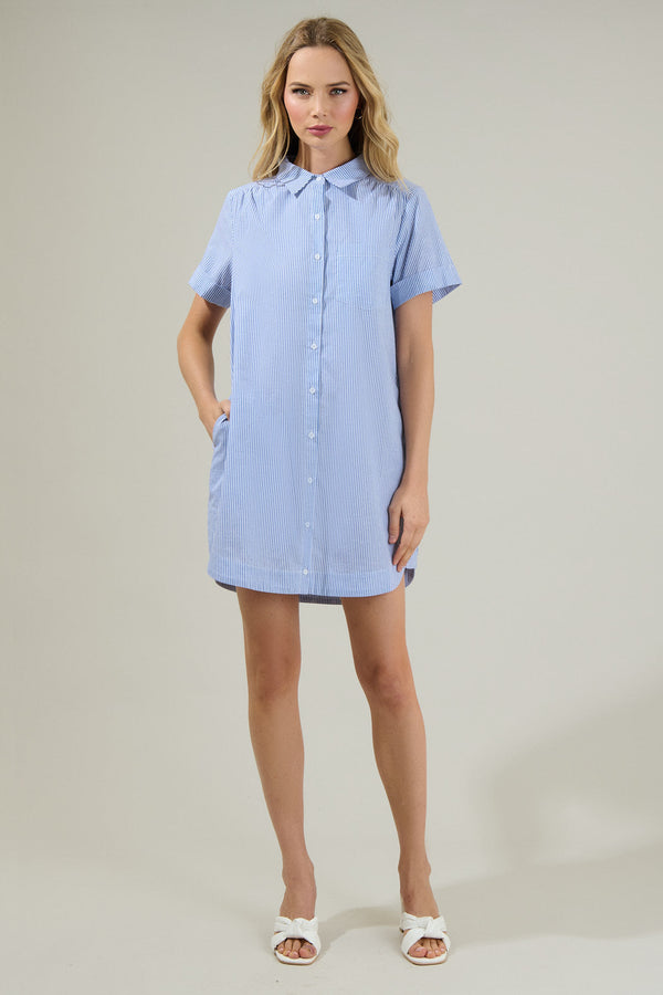 Sugarlips Zira Striped Kaylee Button Down Shirt Dress