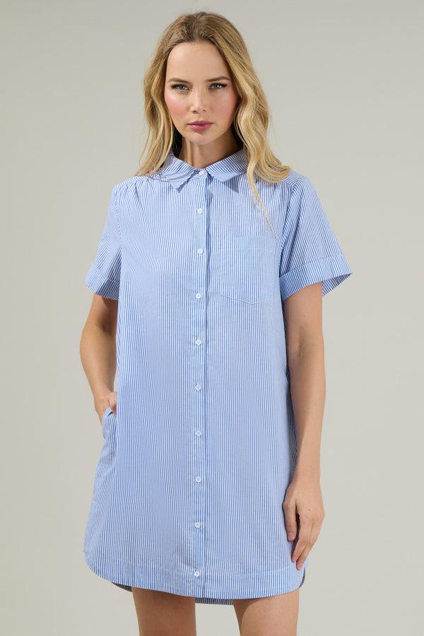 sugarlips Zira Striped Kaylee Button Down Shirt Dress