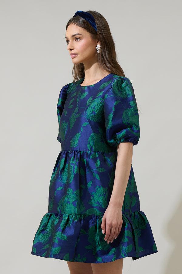Sugarlips Zoe Jacquard Mila Bubble Sleeve Mini Dress